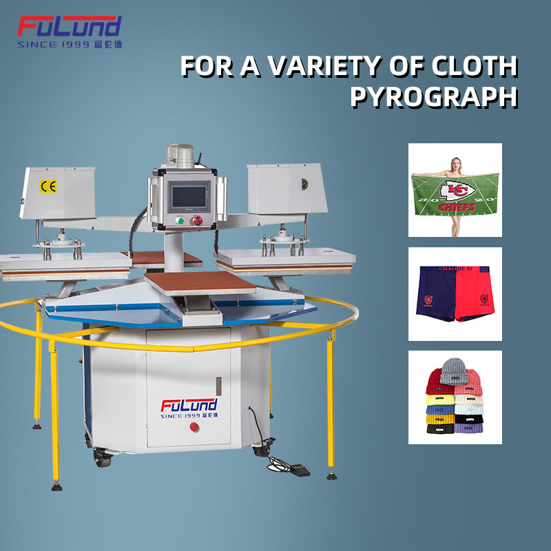 four station Automatic Heat Transfer Machine For Fabric Cloths Textiles CE Approved